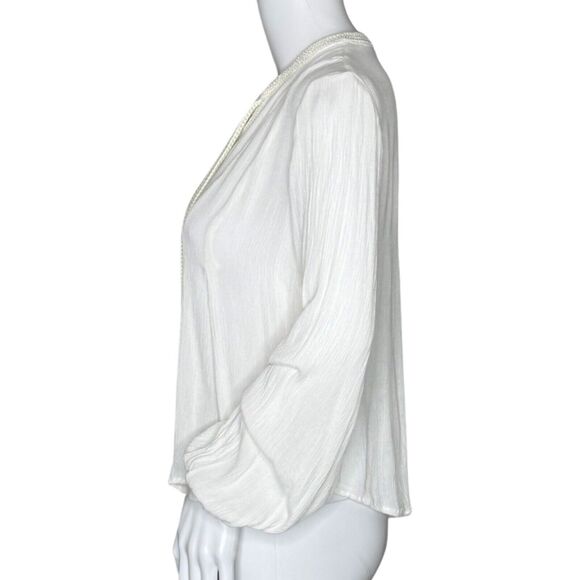 Anthropologie Floreat Shirt Womens 2 White Flowy Balloon Sleeve Feminine Peasant - Picture 3 of 8